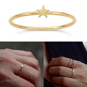 Star Solitaire Simple Gold Tone S925 Stacking Ring